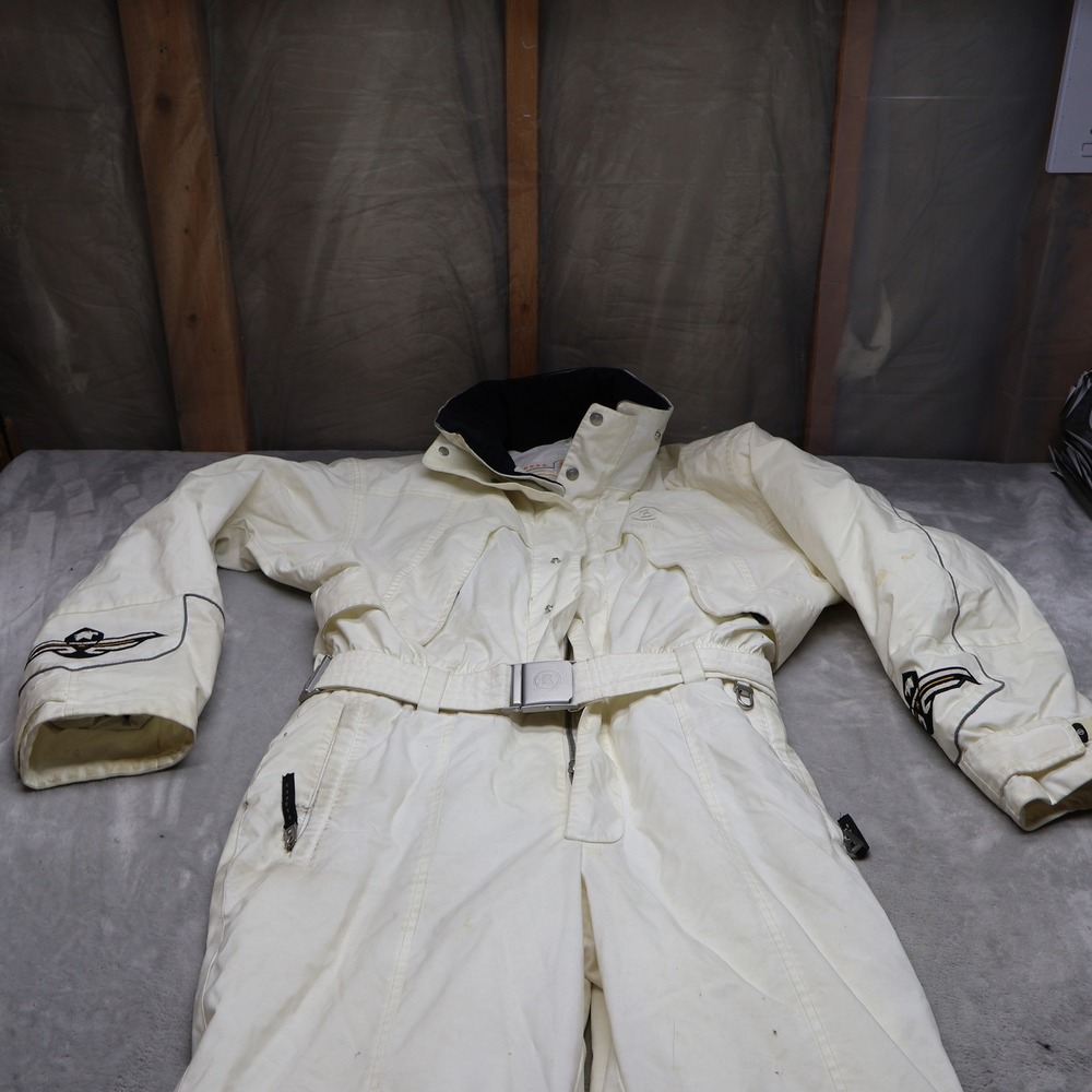 Bogner Coverall Men Large 42 White Belted Winter Snow‎ Suit Wind Rain Ski VTG